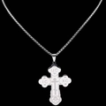 Polierte silberne orthodoxe Kreuzkette aus Edelstahl mit religiöser IC XC Gravur - Silber