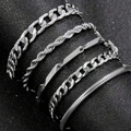 5-teiliges Armband-Set in Silberoptik aus Edelstahl für Damen im minimalistischen Stil - Silber