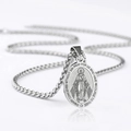 Zilveren Wonderdadige Medaille hanger ketting van roestvrij staal met fijne schakelketting - Zilver