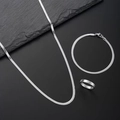 Minimalistische set van slangenketting ketting armband en ring van roestvrij staal - Zilveren Sieradenset