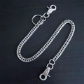 50cm punk titanium steel trousers chain with dual lobster clasps on dark wood background - 50cm / Cuban Link Style (B款)