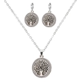 Dettaglio del set gioielli Albero della Vita in argento con pietre di zircone lucide - Set Collana e Orecchini Albero della Vita (Set Bianco Avorio)