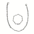 Set collana e bracciale in filo spinato argento con stile industriale punk e gothic - Set Gioielli d'Argento