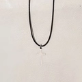 Gothic PU-lederen koordketting met minimalistische zilveren kruishanger voor dagelijks gebruik - Zilver