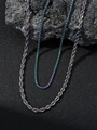 Rainbow multicolored titanium stainless steel rope and box chain necklace for men - Rope and Box Chain Set / Colorful