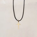 Gotische PU-koordketting met gepolijste gouden kruishanger voor dagelijks gebruik - Goud