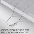 S925 sterling silver 0.8mm snake chain necklace with lobster clasp and hallmark - Snake Chain 40CM