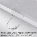 S925 sterling silver 0.8mm melon seed chain necklace with lobster clasp and hallmark - Melon Seed Chain 45CM