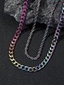 Rainbow gradient stainless steel jewelry set featuring cuban and rope chain necklace - Cuban and Rope Chain Set / Multicolor 2