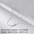 S925 sterling silver Yuanbao chain necklace 1mm width with spring ring clasp - Box Chain 40CM