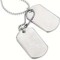Collier classique à double plaque militaire argentée avec chaîne à billes en acier inox - Acier