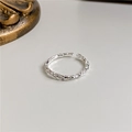 Minimalistischer S925 Sterlingsilber Ring mit einzigartiger unregelmäßiger Knitterstruktur - Einstellbar Offen / Silber (16JZ43)
