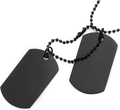 Collier plaque militaire noire avec deux pendentifs mats et chaîne à billes en acier - Noir