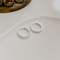 Orecchini a cerchio in argento sterling S925 con texture a sabbia scintillante e tonda - Argento 925 / Argento (11ES22)
