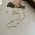 Golden S925 sterling silver paperclip chain necklace with textured links and lobster clasp - 925 Silver / 18K Gold