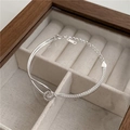 Detail van S925 sterling zilveren knooparmband met geweven mesh en dubbele lijn schakels - Geknoopte Weven Patchwork Stijl (SLS017) / 925 zilver / Zilver