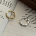 Minimalist S925 sterling silver twisted rope rings in gold and silver finish - Adjustable Open / Silver