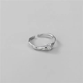 925 Sterling silver ring with irregular molten texture and a sparkling zircon stone - Irregular Molten Texture Silver Style (8JZ14(银色))