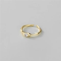 Adjustable 925 silver ring with irregular lava texture and sparkling cubic zirconia - Irregular Molten Texture Gold Style (8JZ14(黄金色))