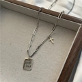 S925 Sterling Silber Luck Anhänger Halskette mit Kreuz und Vintage-Gliederkette für Damen - Vintage Silber (4TL52)