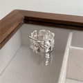 S925 Sterlingsilber Ring mit Plissee-Design und gedrehter Textur im Retro-Industriestil - Einstellbar Offen / Gefalteter Twist Stil (JZC053) / Silber