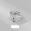 Minimalistischer S925 Sterling Silber Ring mit geometrischem Stab und Perle - Einstellbar Offen / Silber (JZD010)