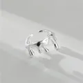 Unregelmäßiger Lava-Ring aus poliertem S925 Sterlingsilber mit flüssiger Textur - Einstellbar Offen / Unregelmäßiger Geschmolzener Wachs Stil (JZC048)