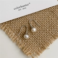 Eleganti orecchini a gancio in argento S925 con perle d'acqua dolce su fondo di lino - Stile Gancio con Perla d'Acqua Dolce (7ES41) / Argento 925