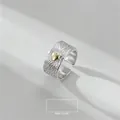 S925 Sterling Silber Ring mit goldenem Herz und strukturierter Rindenoptik - Einstellbar Offen / Gold und Silber Zweifarbiger Stil (JZH033)