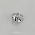 Abstracte S925 sterling zilveren ring met minimalistische gedraaide plooistructuur zilver - Verstelbaar Open / Rokplooistijl (JZC057)