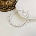 Eleganter 925 Sterlingsilber zwelagiger glitzernder Armband für Damen mit Wellendesign - 925er Silber / Silber (SLS005)