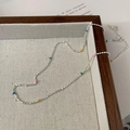S925 sterling silver minimalist necklace with colorful beads on a jewelry tray - Silver Rainbow Bead Style (XLS069)