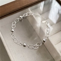 Minimalistisches Armband aus 925 Sterlingsilber mit Perlen und verstellbarem Verschluss - 925er Silber / Silber (SLU056)