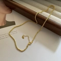 S925 sterling silver gold plated twist rope chain necklace with lobster clasp closure - 925 Silver / Gold (TLW086)