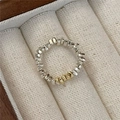 Minimalistischer Ring aus 925er Sterlingsilber mit unregelmäßigen Gold-Silber-Perlen - Gold Silber Zweifarbig Crushed Silver Stil (13JZ24)