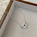 Collana a cuore in argento sterling S925 con cristalli colorati su ciondolo materico - Collana Martellata Cuore (XLT081) / Argento 925