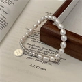Bracciale artigianale in argento S925 con perle d'acqua dolce e ciondolo Good Luck - 9SL12 (Braccialetto) / Argento 925
