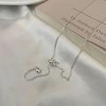 Collana minimalista in argento sterling S925 regolabile con nappa a cuore e finitura argento - 50cm / Argento 925 / XLV064 / Argento