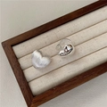Elegante S925 Sterling Silber Herz Ohrringe mit gebürsteter und polierter Oberfläche - 925er Silber / Silber