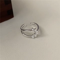 Minimalist S925 sterling silver double-layered knot ring with an adjustable open band design - Adjustable Open / Twist Knot Style (JZB039)