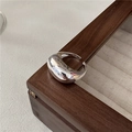 S925 sterling silver minimalist dome ring with smooth polished finish and open design - Adjustable Open / Silver