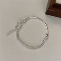 Brazalete minimalista de plata de ley S925 con cuentas de ábaco y cadena ajustable - Plata 925 / Plateado