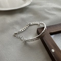 Bracciale S925 in argento sterling con trama martellata e design a catena barbazzale - Giunzione Strutturata (SLS062 Argento) / Argento 925