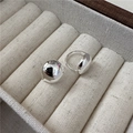 S925 sterling silver dome hoop earrings with a minimalist mirror polished finish - Smooth Round Style (EHK015) / 925 Silver