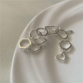 Pulsera mínima de plata S925 con eslabones geométricos entrelazados y cierre de corazón - Pulsera (SLU007) / Plateado