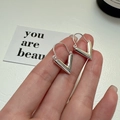 Orecchini minimalisti a forma di V in argento sterling S925 lucido per donna - Argento 925 / Argento (EHN002)