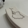 Bracciale a catena minimalista in argento sterling S925 con chiusura a T ed ovali link - Argento 925 / Argento (SLU031银)