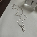 Elegante S925 Sterlingsilber Herzkette mit Stern-Zirkon auf einer Figaro-Kette - 925er Silber / Silber