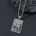 Silver stainless steel Tarot The Star rectangular pendant with round box chain necklace - Star