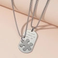 Collares minimalistas para parejas con colgantes de piezas de puzzle en acero inoxidable - Color Acero